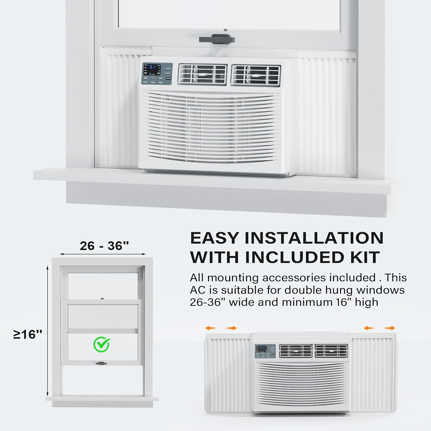 ROVSUN 8000 BTU Window Air Conditioner with Heat, Window AC Unit & Heater Combo with APP & Voice Smart Control, Timer Function & Easy Installation Kit, Work with Alexa/Google Assistant, 115V/60Hz