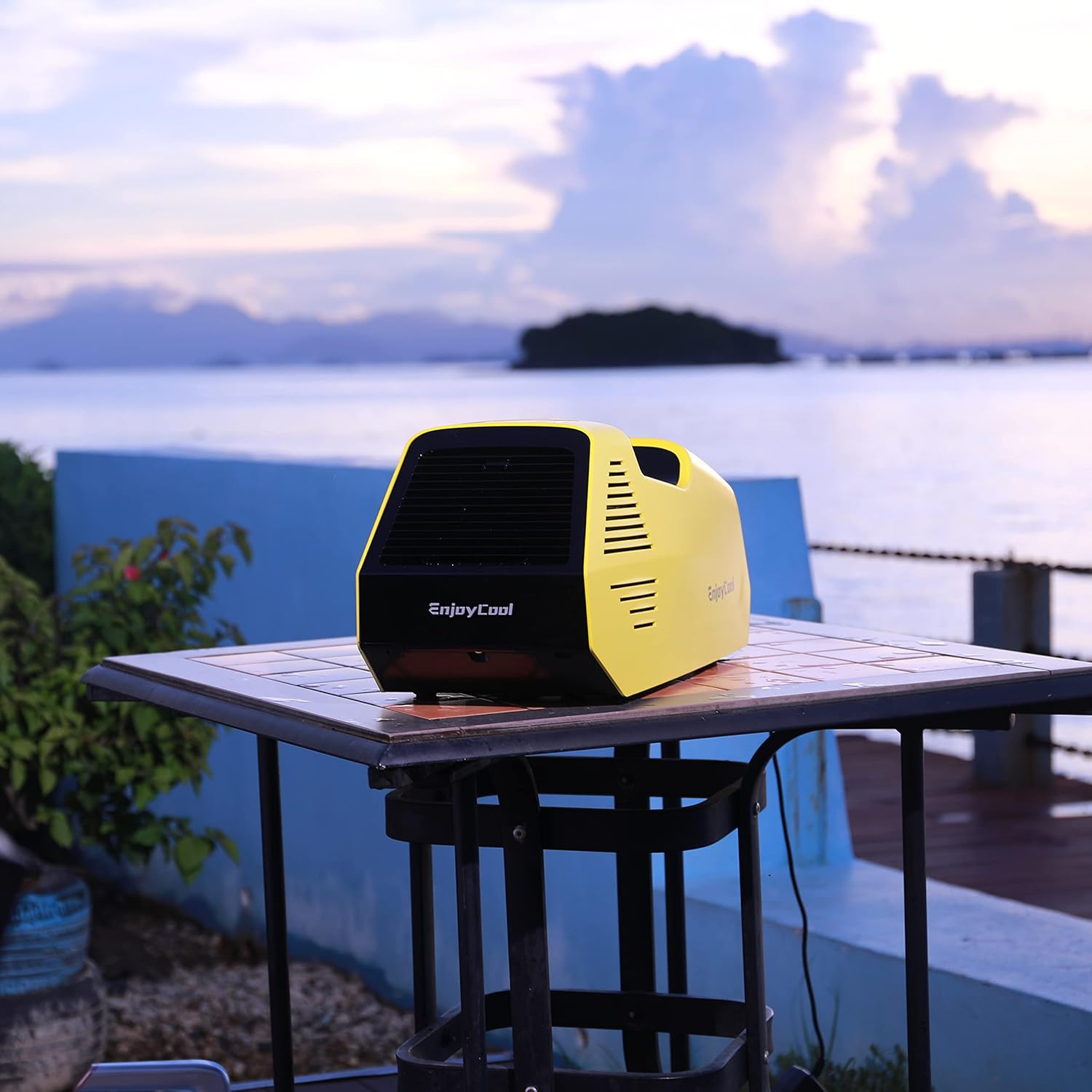 Portable Rotary Mini Air Conditioner,10' Cooling Down,Trucks & Solar Panel Charging,Perfect for Outdoor Events, Traveling, Car Camping,Yellow