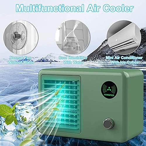 Retro Desktop Air Cooler Portable Mini Air Conditioner USB Table Humidifiers Air Cooling Fan 7 Colors Night Light-Green