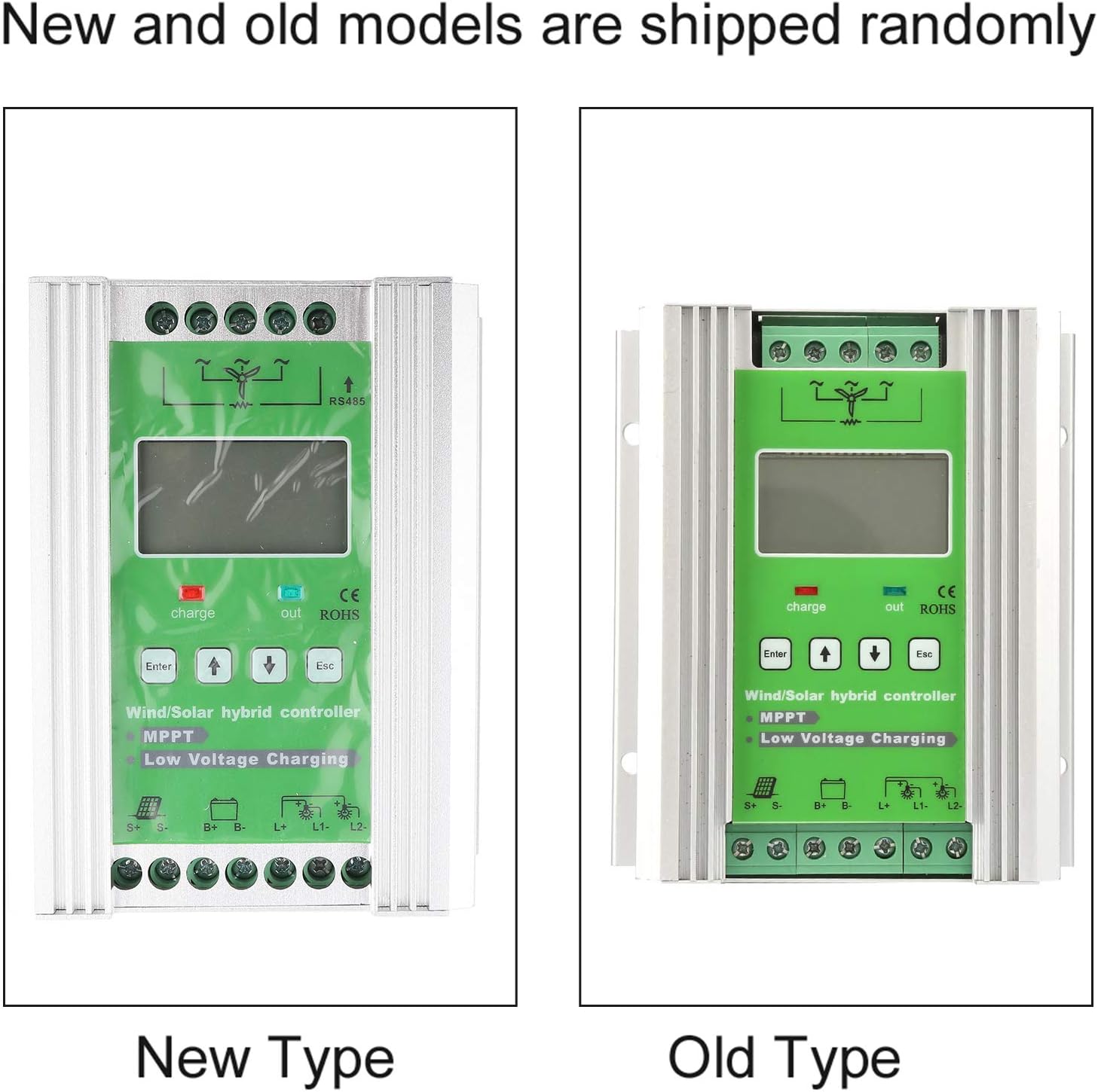 Wind Solar Hybrid Charge Controller MPPT Boost Charge 12V 24V Auto with LCD Display for Off Grid Solar Wind Power System (600W Wind Turbine 300W Solar)