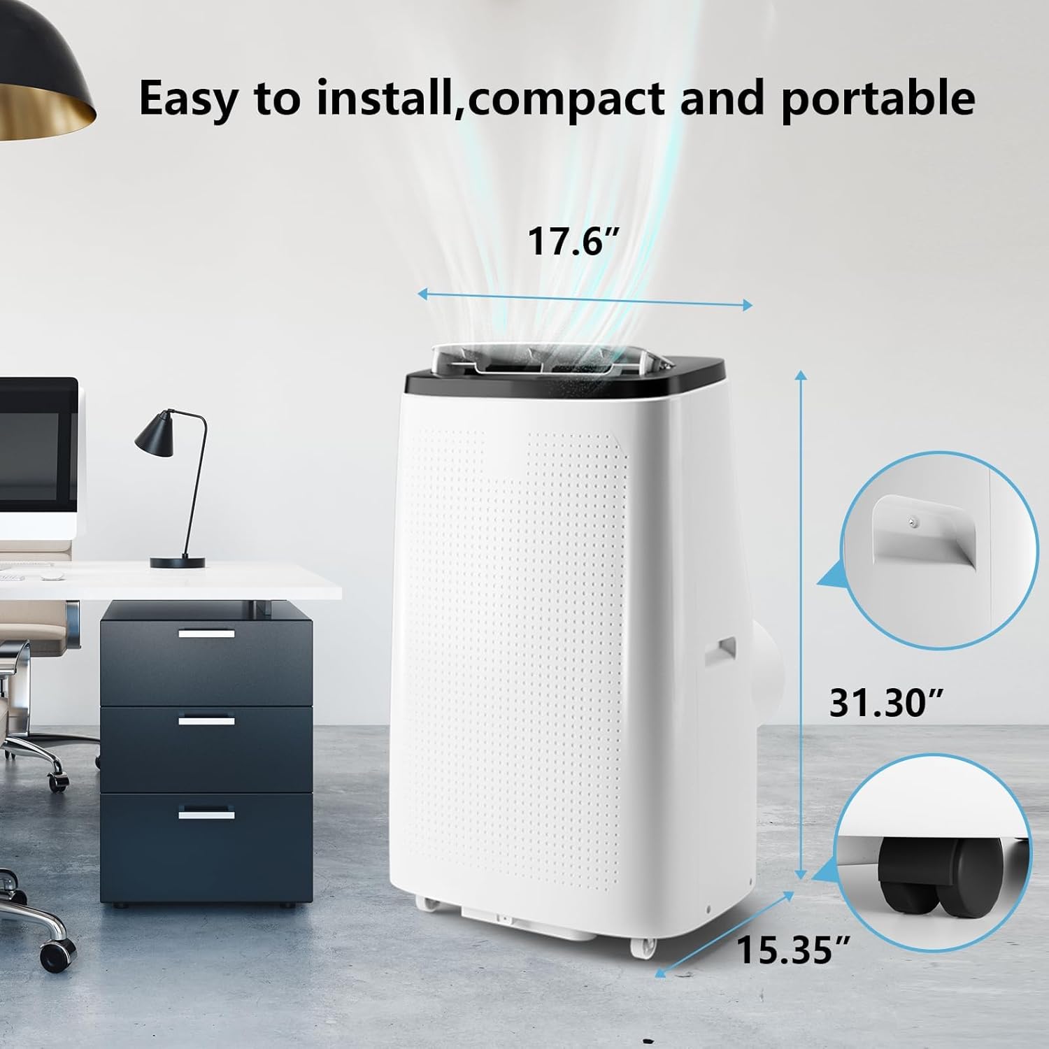14,000 BTU Portable Air Conditioner, 3 in-1 Quiet Portable AC Unit Cools Up to 700 Sq.Ft with Remote Control, Smart/Sleep Mode, Auto Swing, 24H Timer & Installation Kits for Large Room