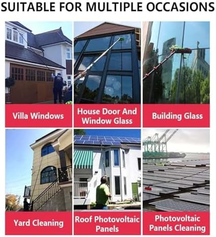 Telescopic Window Cleaning Brush,Window Cleaning Pole,Window Cleaner Kit,Water/Hose Fed Pole,Cleaning Photovoltaic and Solar Panels,9M/35cm Brush Head