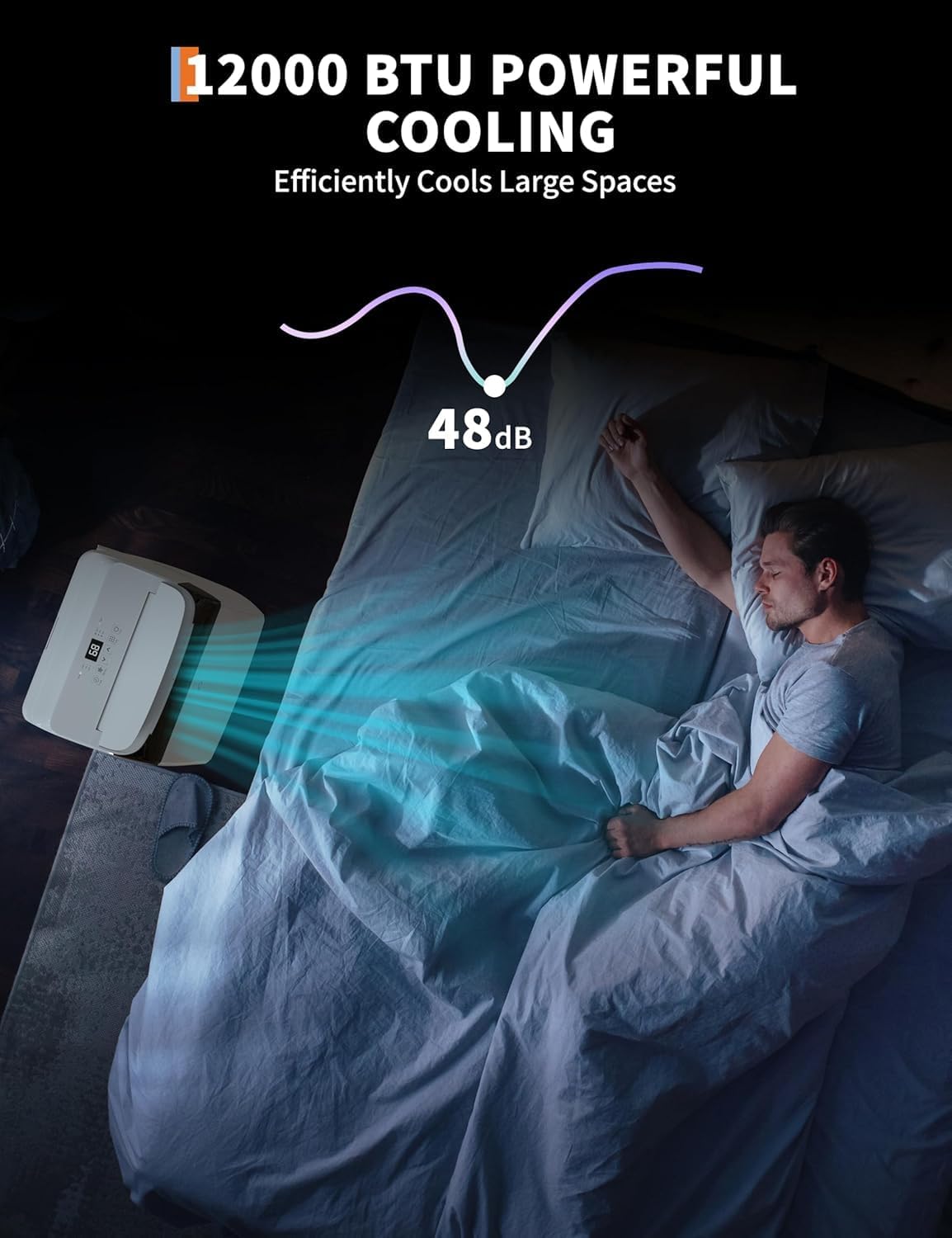 12,000 BTU Portable Air Conditioner, Cools Up to 550 Sq. Ft, 3-In-1 Room Air Conditioner With Drainage-Free, 48db Quiet Operation, Remote Control, 24Hrs Timer, Easy Install Kit for Home