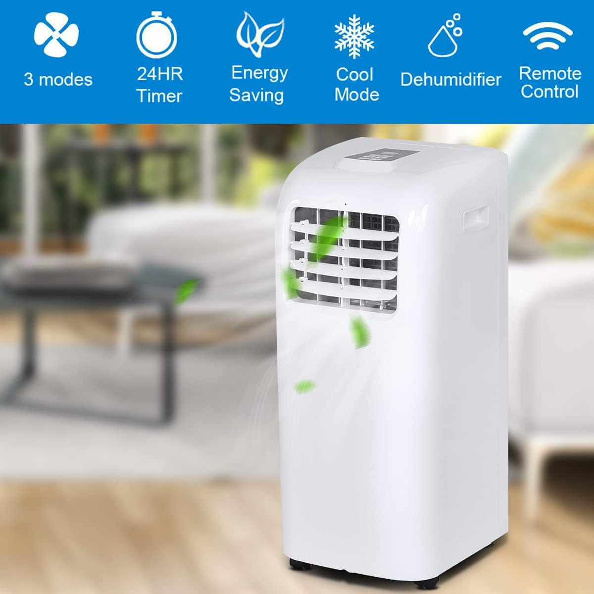 3-IN-1 Portable Air Conditioner, 8000 BTU Cool Floor AC Unit with Dehumidifier, Remote Control, Complete Window Mount & Exhaust Kit, Air Conditioner for Office, Dorms