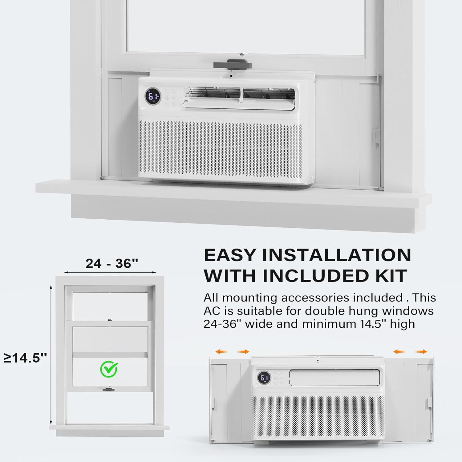 Bonnlo 10000 BTU Wifi Enabled Window Air Conditioner with Inverter, AC Unit for Window with APP & Voice Control, Timer Function & Pre-Installed Side Panels for Easy Operation & Installation, 115V/60Hz