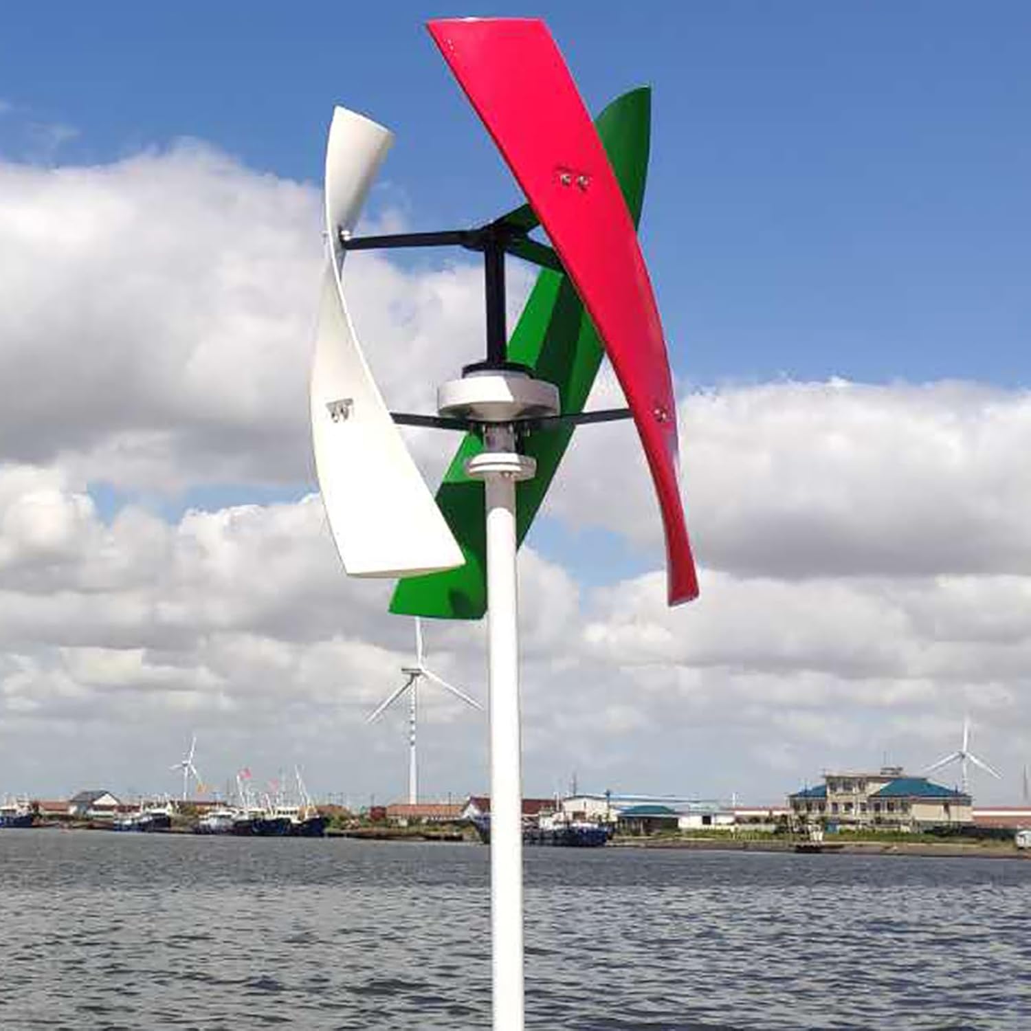 2000W / 2500W Vertical Wind Turbine Generator 3 Blades 12V / 24V / 48V Low Noise Rotation Wind Turbine Generator with MPPT Controller Maglev Wind Turbine for Home Use,Multi Colored,2500W24V