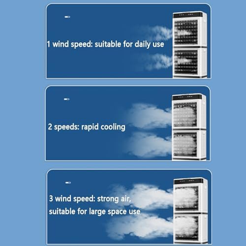 Mobile Air Conditioners, Portable Evaporative Air Cooler, Cooling Fan with Remote,12h Timer,14l Water Tank,3 Speeds, Personal Swamp Cooler for Room Office Garage Indoor Outdoor Use(126cm(49.6in))