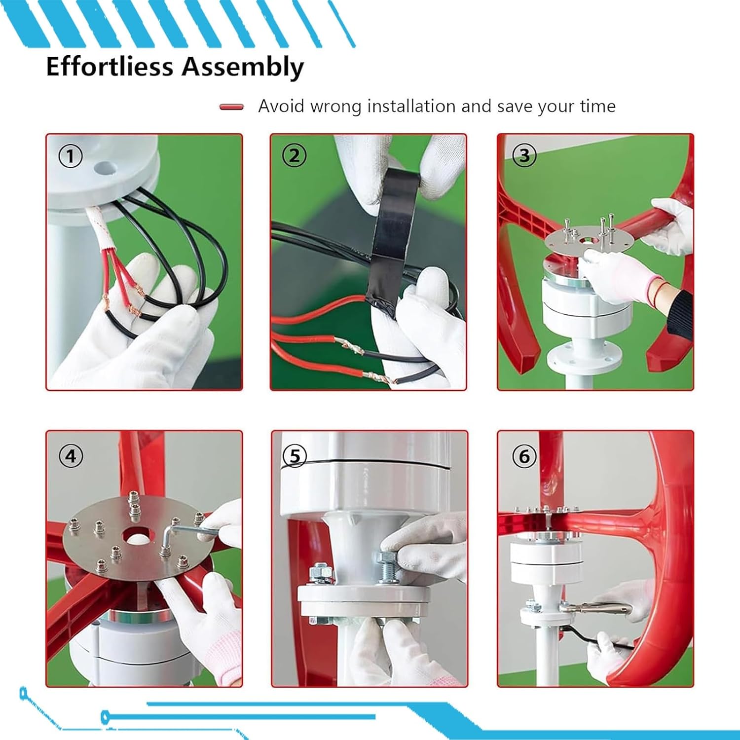 16000W Vertical Axis Wind Turbine Generator Kit, 5-Blade 12V/24V/48V System with Controller, Ideal for Home, Camping, Boat - Efficient Renewable Energy Solution in Red