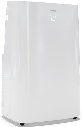 FHCP081AKR 8,150 BTU Portable Air Conditioner, AC for Rooms Sq.Ft, LED Display, 24H Timer, Auto-Restart, Sleep Mode, Dehumidifier, White, Up to 400 Sq. Ft