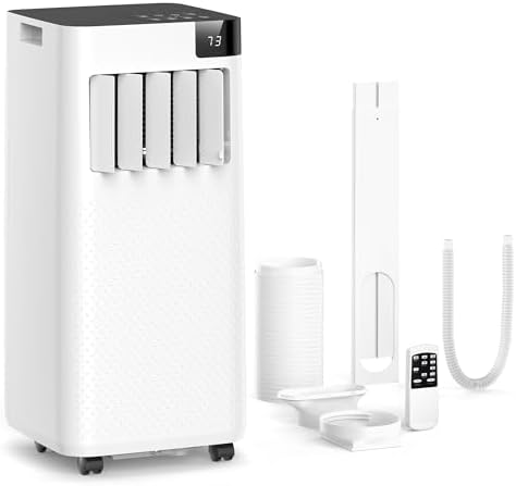 ZAFRO Portable Air Conditioners, 8,000 BTU Portable AC Unit with Cool, Fan & Dry Modes/Fast Cooling/Energy Efficient/Remote Control/24Hrs Timer for Bedroom/Apartments/Indoor Rooms, White