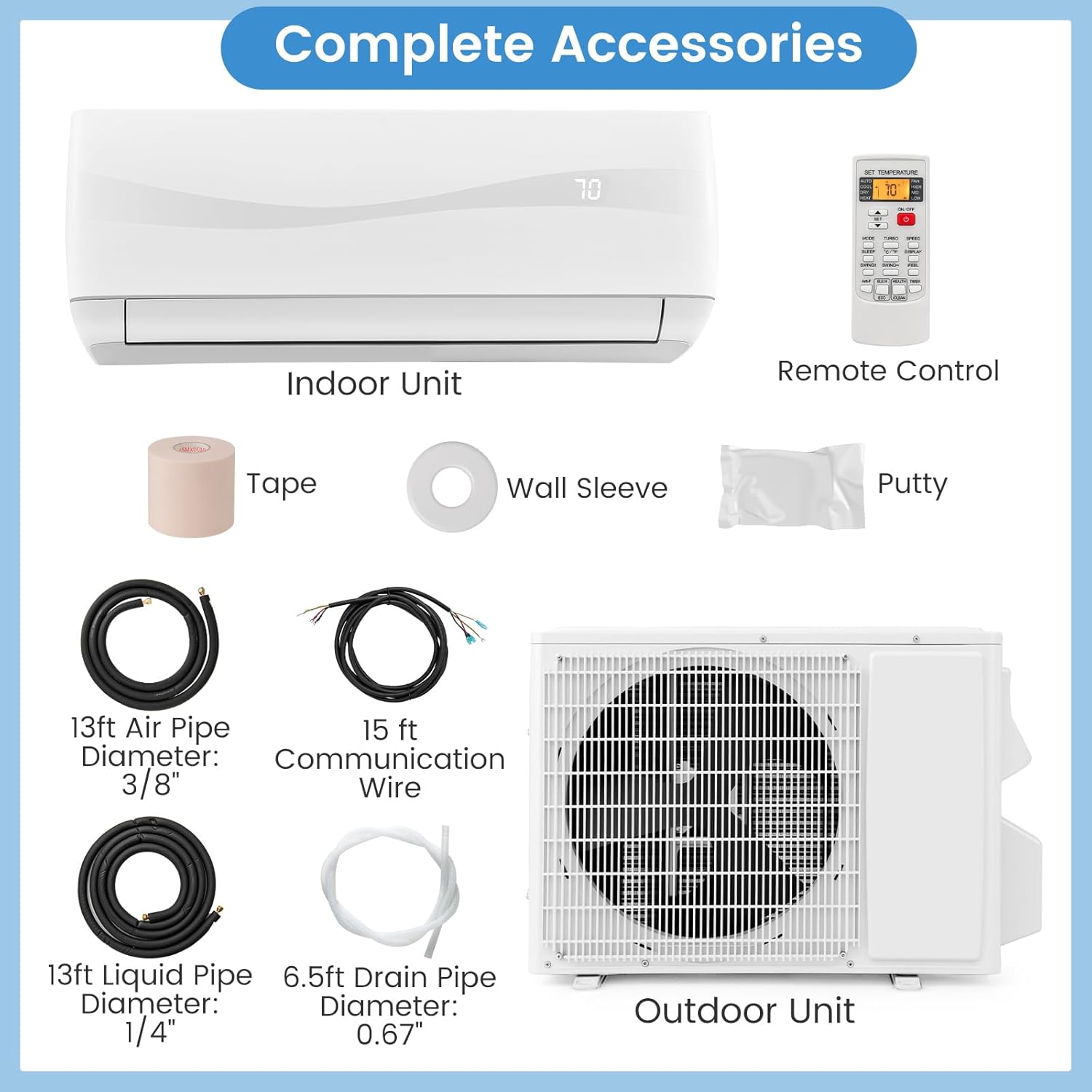 ARLIME Mini Split AC, 9000 BTU Inverter Air Conditioner & Heater w/ 0.75 Ton Heat Pump, 19 SEER2, 115V, Cools up to 450 sq. Ft, Pre-charged w/ R32 Refrigerant, Wall AC Unit with Installation Kit