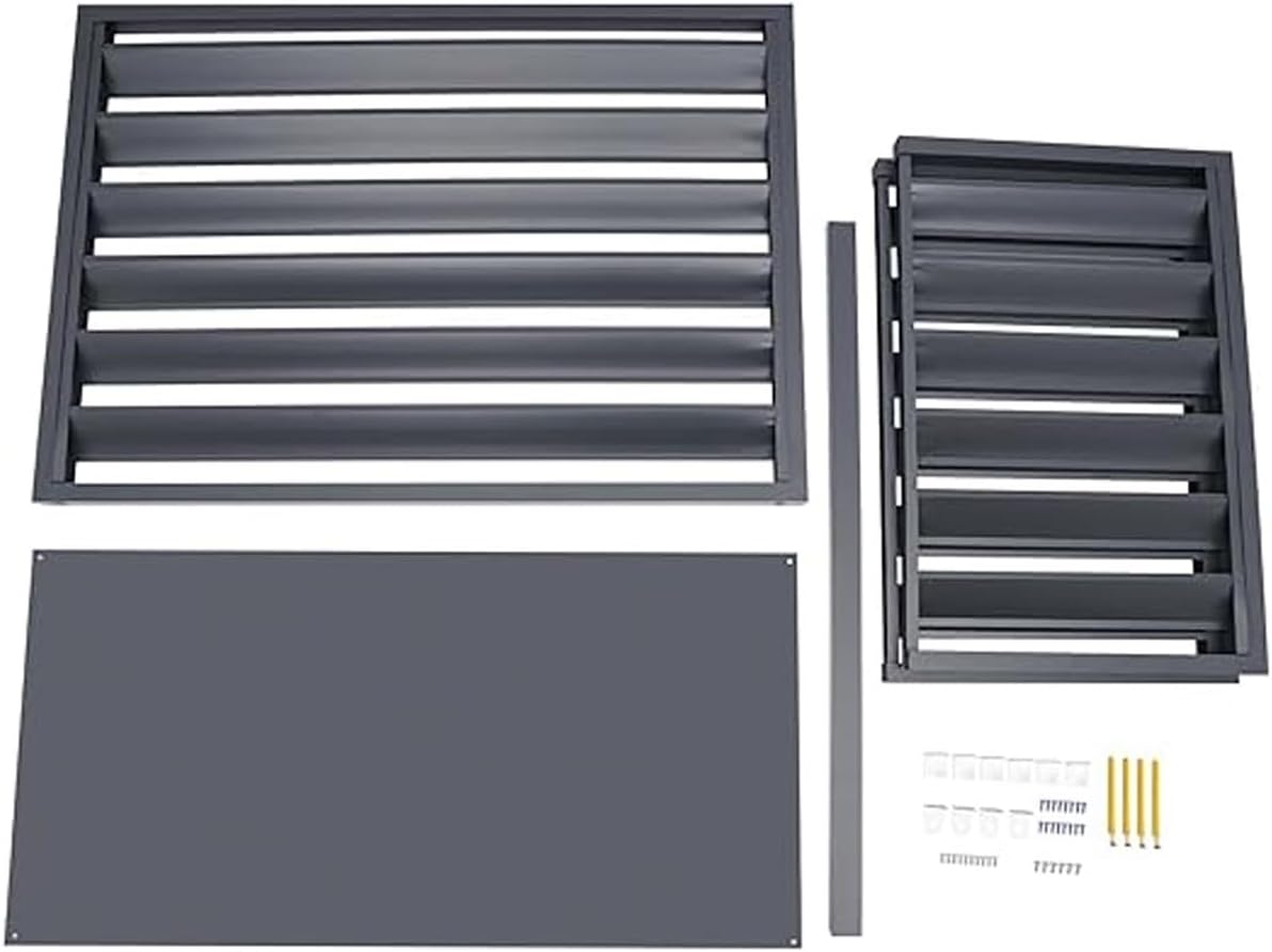 Air Conditioner Covers Flower Rack For Outside Units, Aluminum Detachable Outer Frame Protective Cover, Louvered Plant Shelf Balcony Garden Rust Proof AC Cove(Cream,110*80*60cm)