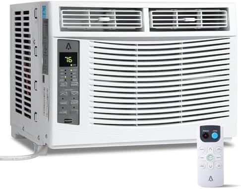 6000 BTU Window Air Conditioner, Cooling Up to 250 Sq.Ft, Window Ac Units With Remote Control, 50dB Low Noise, 24H Timer, Small AC Unit, Quick Install