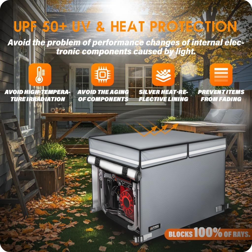 Running Generator Cover, Running Generator Cover, 38x28x27 inch, Top Can Be Opened, 100% Heavy Duty Waterproof Oxford Fabric. Suitable for most generators over 10,000 watts. Gray