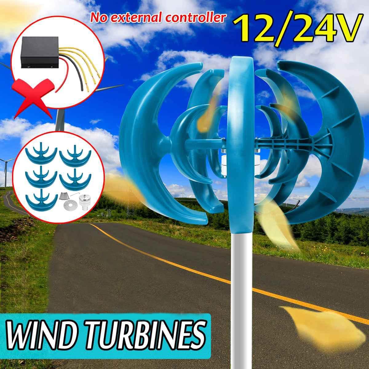 2000W New Energy Vertical Wind Turbine Windmill Generator Kit, 5 Blade Low Noise Lantern Windmill Generator 12V 24V 48V Suitable for Wind and Solar Systems