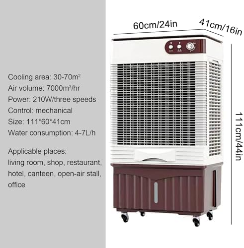 Evaporative Air Cooler, 210w Swamp Cooler Air Conditioner with 16 Gal Water Tank, Industrial Air Conditioning Fan, 12H Timer, 3 Modes & Speeds, Portable Cooling Fan, Indoor or Outdoor