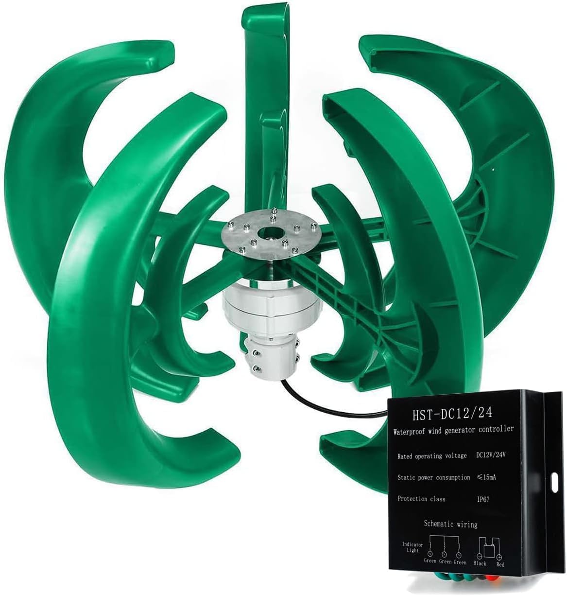 3000 Generator Kit 5 Blades Portable Vertical Axis Wind Generator with Charge Controller, Natural Power System