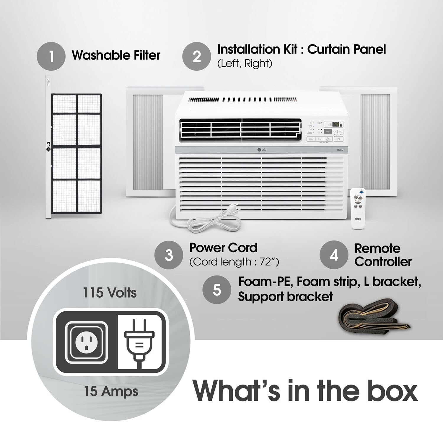 LG 10000 BTU Window Air Conditioners [2023] Remote Control WiFi App Ultra-Quiet Washable Filter Cools 450Sq.Ft for Medium & Large Room AC Unit air conditioner Easy Install White LW1017ERSM1
