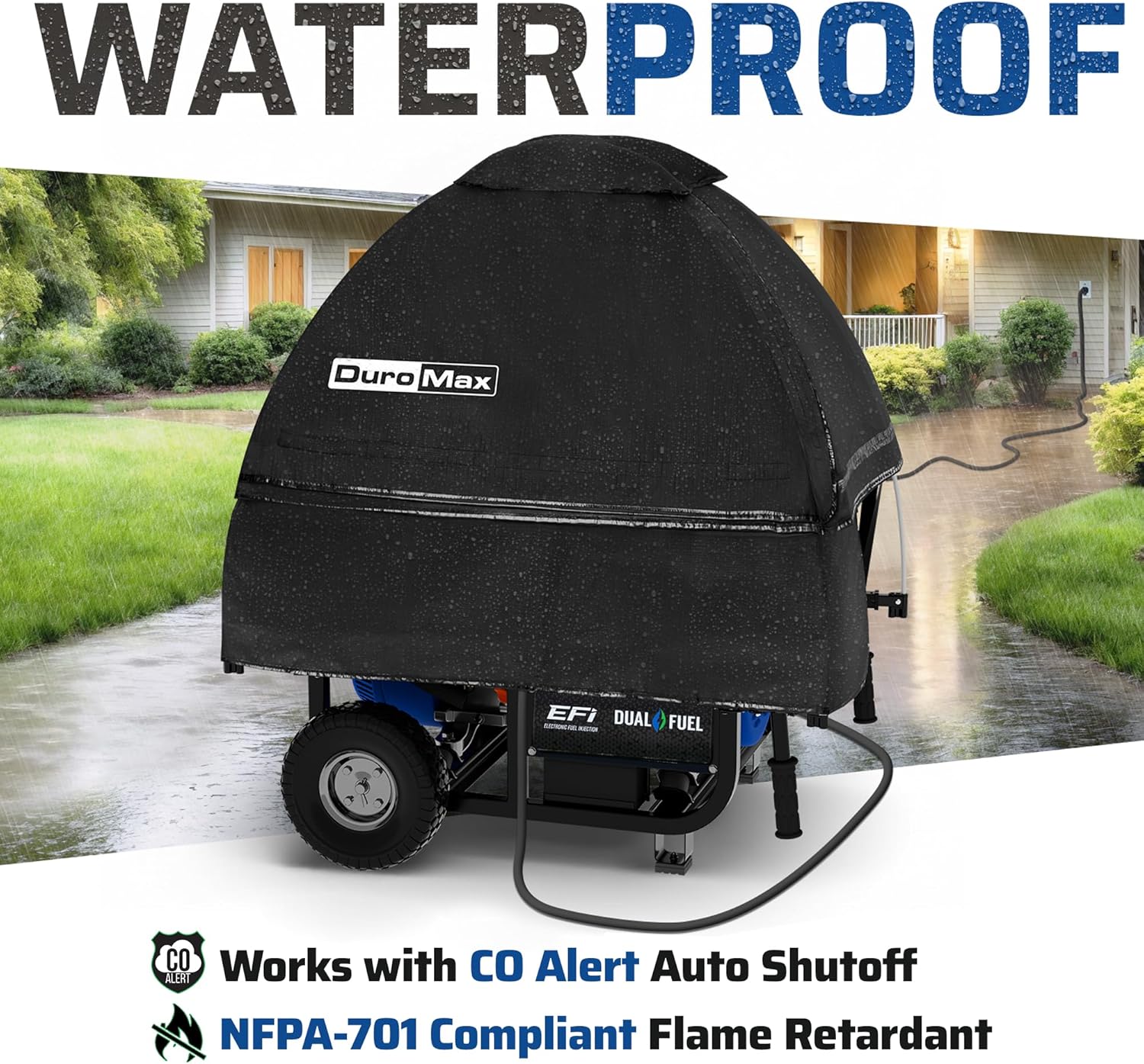DuroMax DMX-GTX Portable Generator Running Cover – Weatherproof Outdoor Vinyl Canopy, Fire- & Wind-Resistant, Universal Open Frame Fit