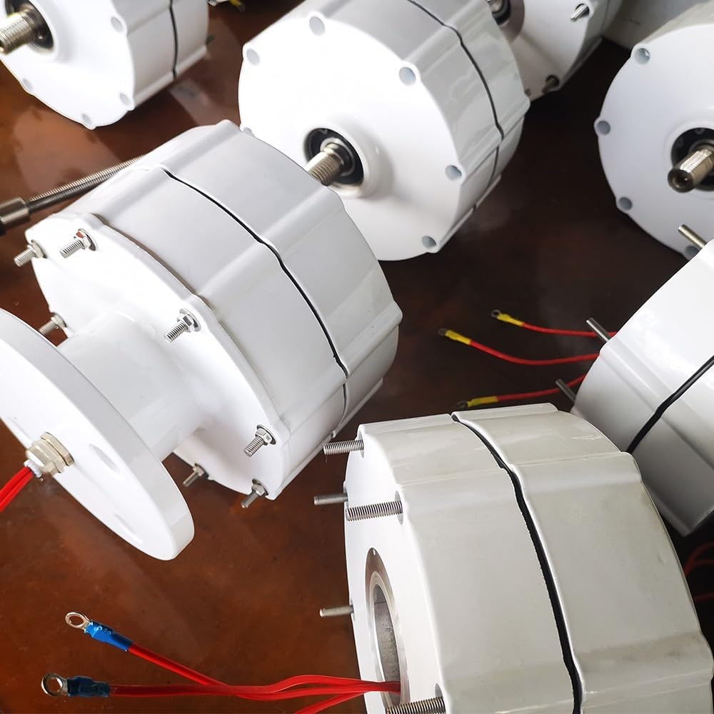 Wind Power Generator Wind Turbine and Water Turbine Low Speed 2000W 24V 48V Gearless Permanent Magnet Generator Industrial Energy(with Base,12V_2000W 300RPM)
