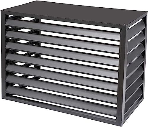 air Conditioner Fence for Outside Units Window Air Conditioner Cover Outdoor, Aluminum Weatherproof Protection Cover for Outside Units,Garden Blinds Privacy Screen (Color : Black, Size : 4 Sides: L1