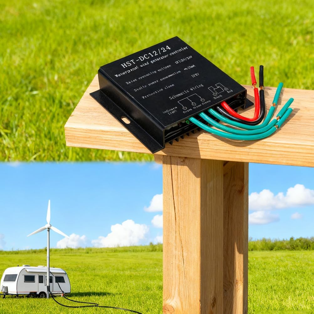 24V, MPPT Wind Turbine Charge Controller 100W-5000W 12V 24V 48V Auto Match IP67 Waterproof Universal Generator Controller (Black,10A-40A),Black,12V