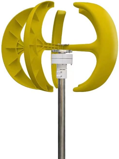 Wind Turbine, Vertical Wind Turbine Windmill 1000W 12v 24v Low Noise Wind Speed Start Rotation Free Energy with MPPT Charge Controller(Yellow,Turbine ONLY_24V)