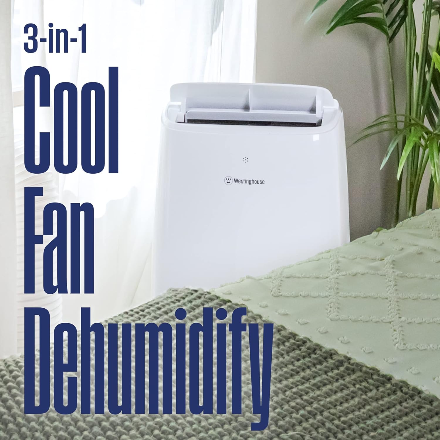 Westinghouse 14,000 BTU Air Conditioner Portable For Rooms Up To 700 Square Feet, Portable AC with Home Dehumidifier, Smart App, 3-Speed Fan, Programmable Timer, Remote Control, Window Kit, White