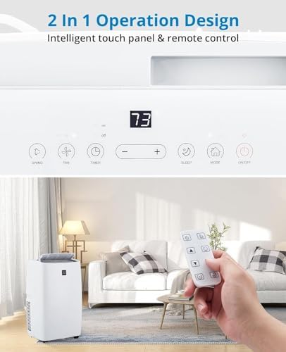 12000 BTUs Portable Air Conditioner, 4 in-1 Quiet Portable AC Unit with Dehumidifier Fan Function, Cools Room up to 550 sq.ft, with Remote Control & 24H Timers, Windows Kit Included