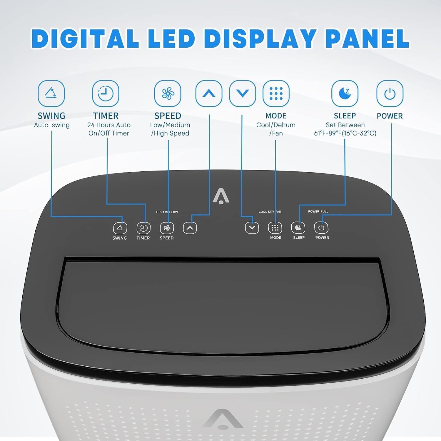 Portable Air Conditioners, 14000 BTUs Portable AC Unit 3 in-1 Cooling, Dehumidifier & Fan, Standing A/C Portable Air Conditioner for Room Up to 750 Sq. Ft, 24H Timer, Window Kits, Black&White Cover