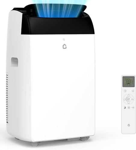 12,000 BTU Smart Portable Air Conditioner for 550 sq.ft with Drain-Free Cooling, Dehumidifier & Fan Modes, 48dB Quiet, Remote Control & 24H Timer, Easy Window Kit, Washable Filter