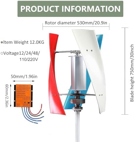 12000W Vertical Wind Turbine Generator Kit - Magnetic Levitation 12V/24V/48V with MPPT Controller for Efficient Renewable Energy Solutions for Home & Street Lighting