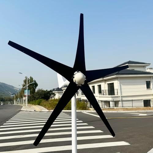 800W-1200W Wind Turbine Generator Kit - 12V/24V/48V, MPPT Controller, 5 Durable Black Blades, Aluminum Alloy Shell for Home, Boats, Roofs, Parks, Farms, 1000W Power Output