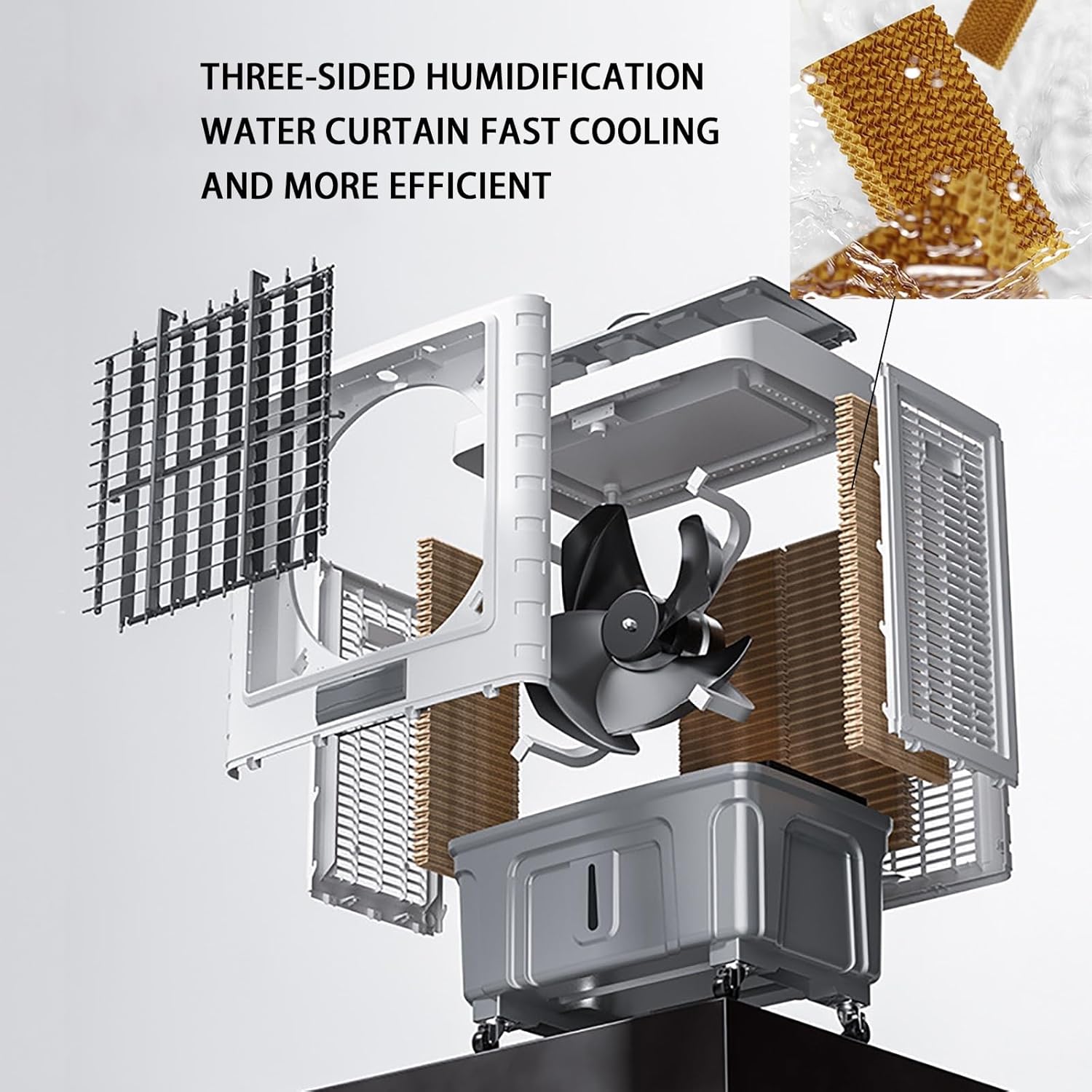 Portable Air Conditioner for Efficient Cooling, 3 Wind Speed Swamp Cooler, Evaporative Air Cooler with Knob Control & Water Tank, for Home Factory Supermarket(95cm/37.4in)