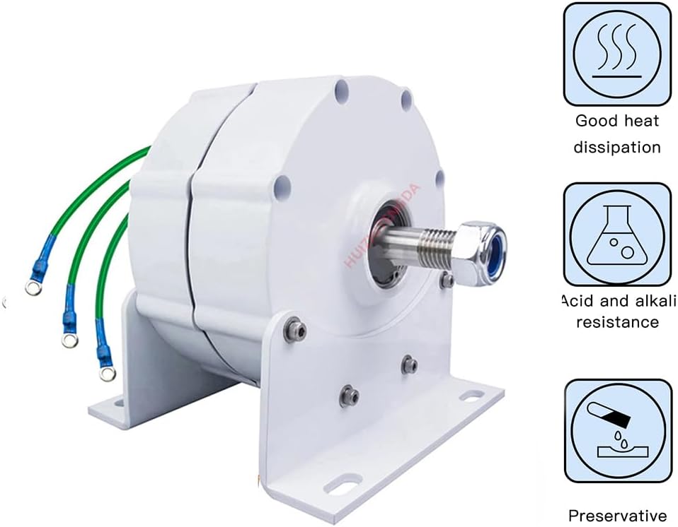 10000W 3 Phase Gearless Permanent Magnet Wind Turbine Generator with Base 12V 24V 48V 220V AC Alternator Low Speed Start Suitable for Wind/Hydro Generators,24v