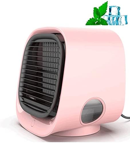 Portable Air Conditioner Fan, 3 Wind Speeds USB Air Cooler, Personal Air Cooler Fan for Home, Room, Desk and Camping (Color : Pink)