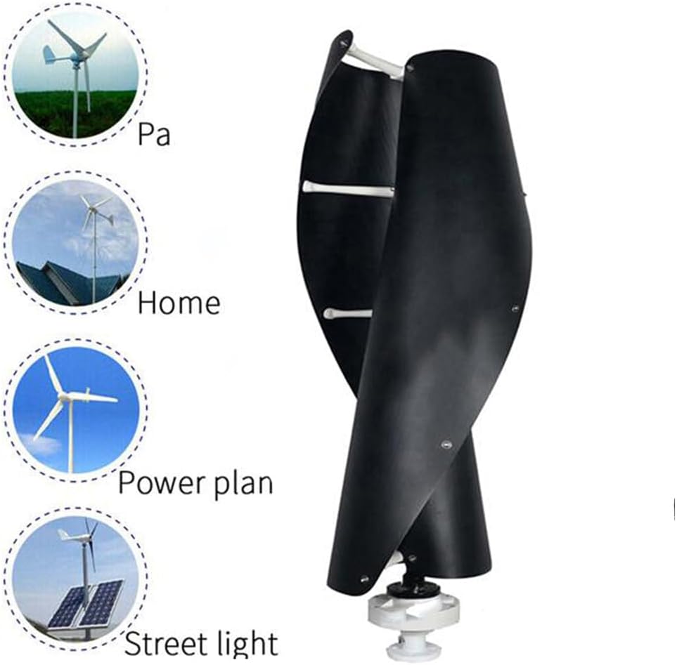 10000W Vertical Axis Wind Turbine,2 Blades Low Noise Windmill 12V-220V Generator Windmill Turbin Complete Set for Family with Controller