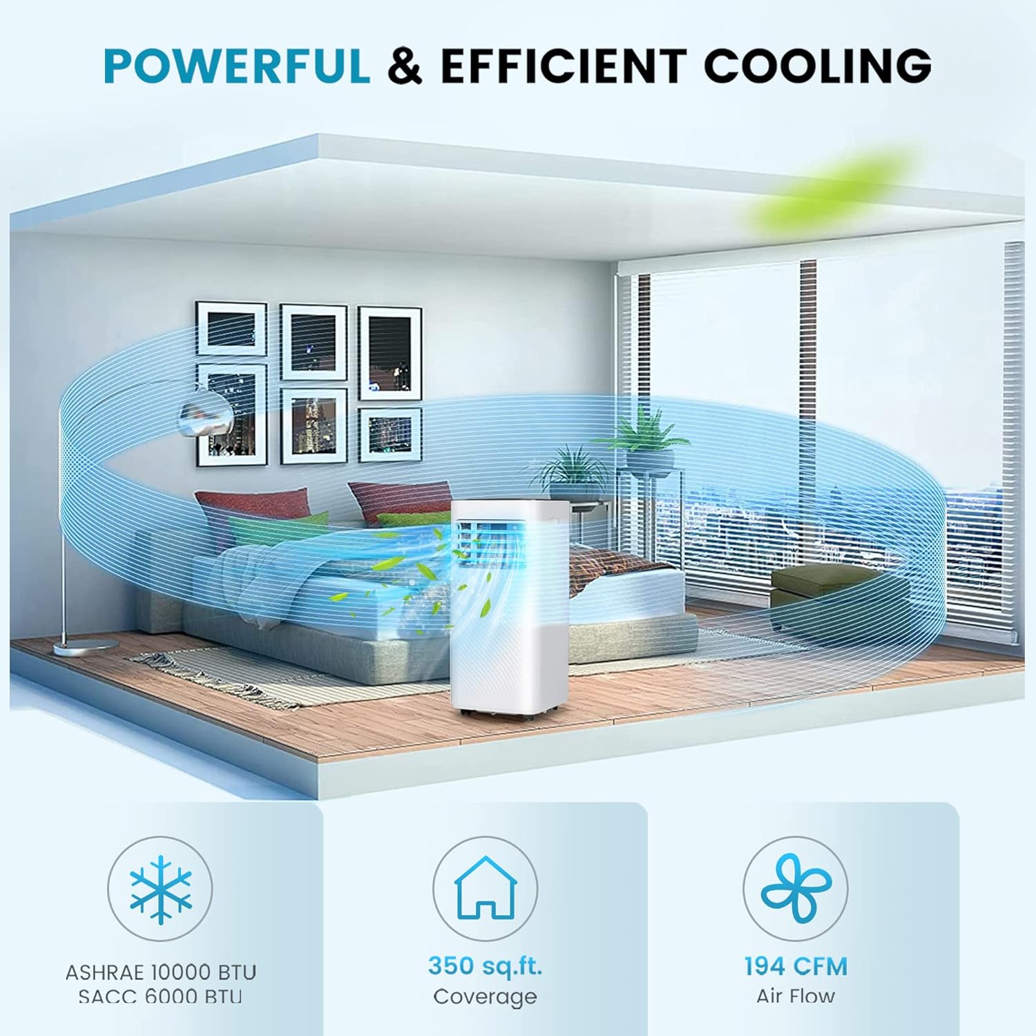 PETSITE 10000 BTU Portable Air Conditioner, 3 in 1 AC Cooling Unit with Remote Control, Dehumidifier, Sleep Mode, Window Kit, Personal AC Unit for Bedroom