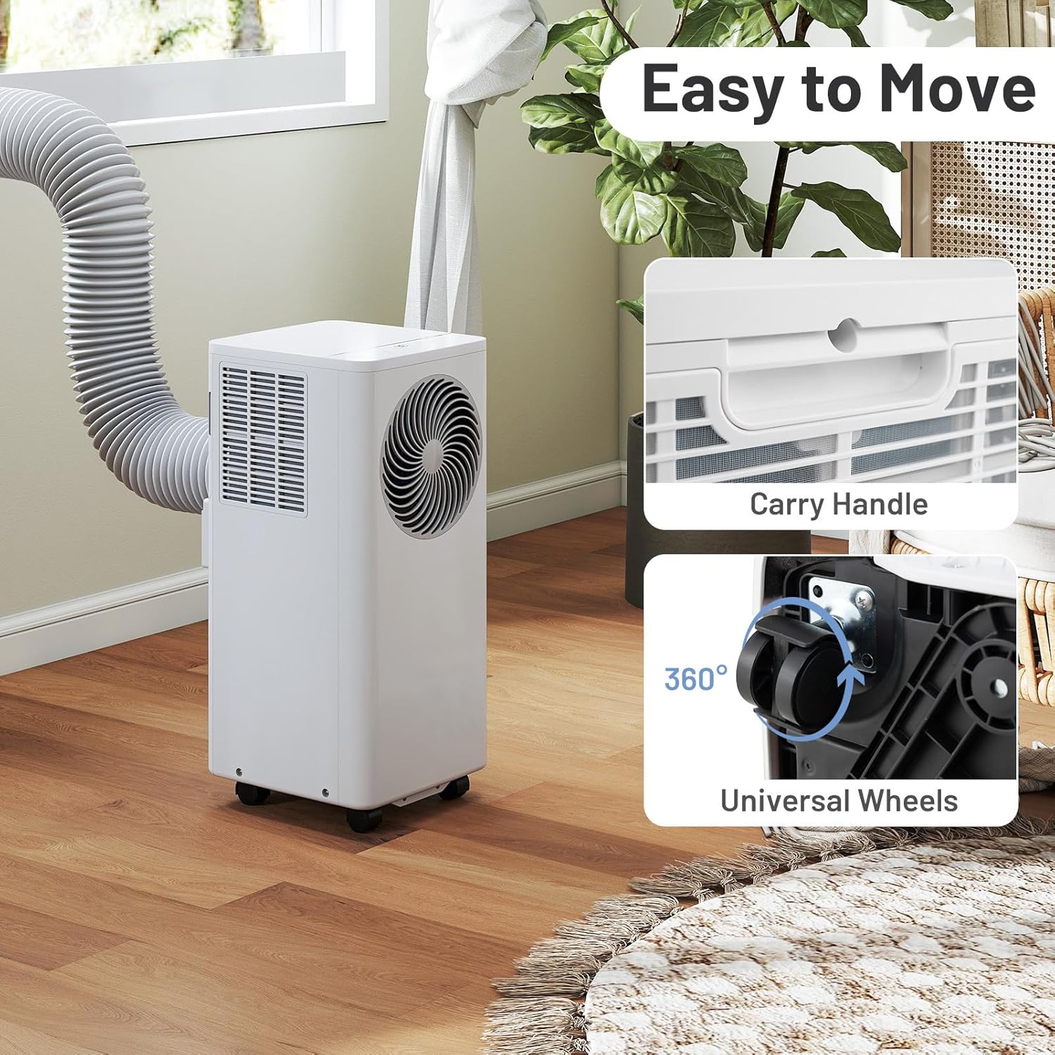 ARLIME 8200 BTU Portable Air Conditioner for Room up to 350 Sq.Ft, 3-in-1 Stand up AC Unit w/Dehumidifier, Fan, Sleep Modes, 24H Timer and Remote Control, Window Installation Kit Included (8200 BTU)