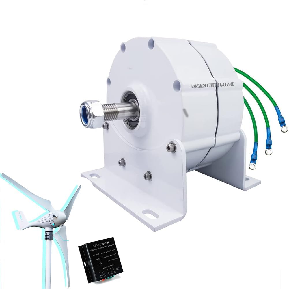 220V,12000W Gearless Permanent Magnet Generator,12V 24V 48V 220V Low Speed Wind Turbine Power Generator System for Home Complete Kit MPPT Charger