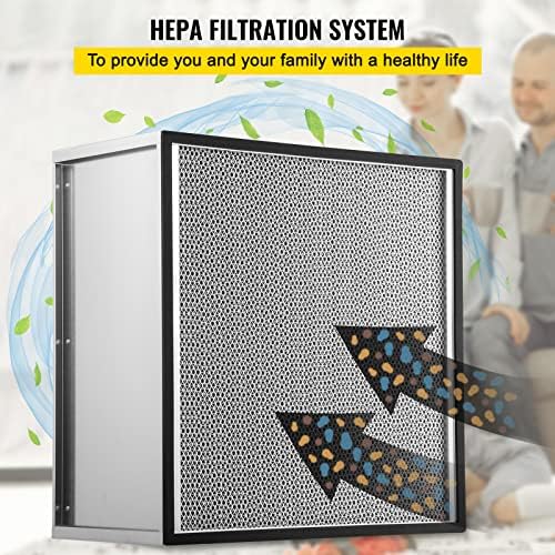 VEVOR Filter Replacement, 24'' x 24'' x 11.5'' Air Purifier, HEPA Pleated Air Scrubber, Air Filter Replacement with Galvanized Frame, 99.97% Standard Filter Compatible for HEPA Filter Novair 2000