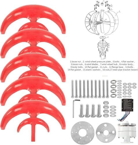 Portable 12V/24V Micro Vertical Wind Turbine Generator Kit - Three-Phase Permanent Magnet, DIY Wind Power Solution, Efficient Vertical Axle Design, Ideal for Renewable Energy