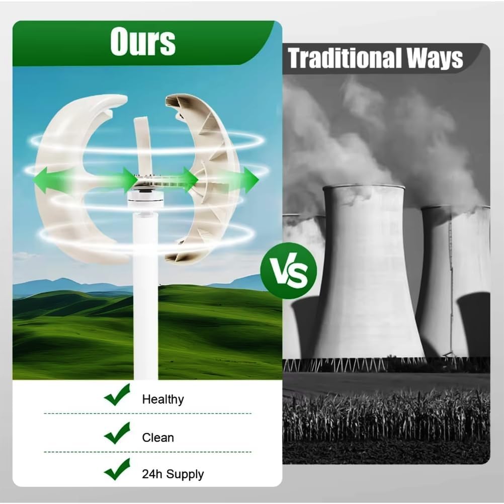 12000W Vertical Wind Turbine 12V 24V 48V Small Windmill Free Energy 220V Household Farm Sent to MPPT Controller