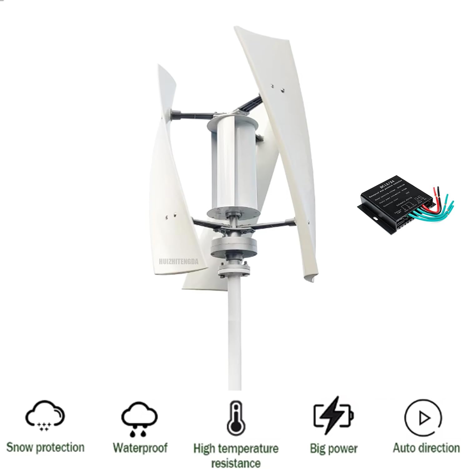12V-220V 9000W Vertical Wind Turbine, Renewable Energy AC Wind Turbine with No Noise, Equipped with Controller Low Wind Start for Outdoor Road Lighting