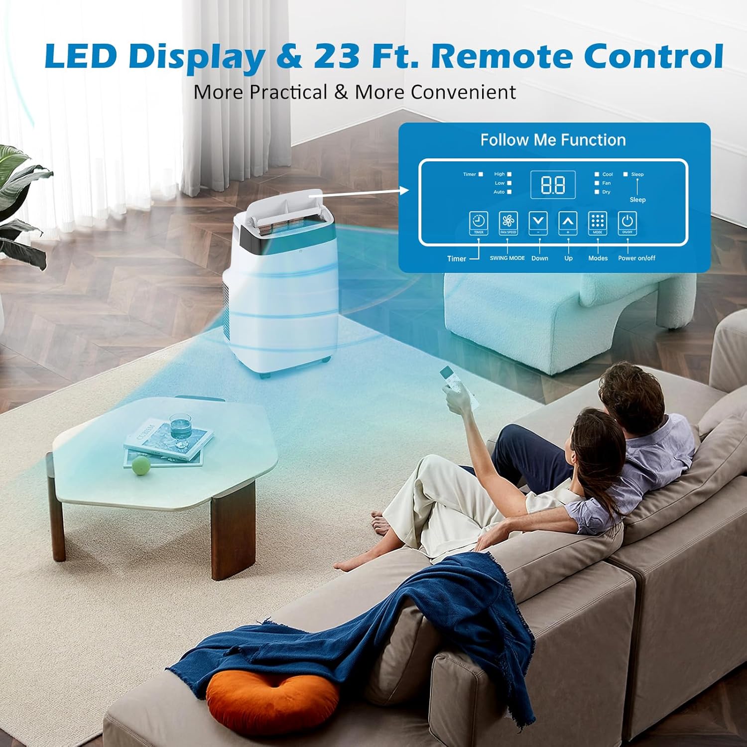 10000 BTU Portable Air Conditioners Cool Up to 450 Sq.Ft, 3 IN 1 Portable AC Unit with Dehumidifier & Fan Mode/Remote Control/LED Display/ 24Hrs Timer/Window Installation Kit for Room Indoors