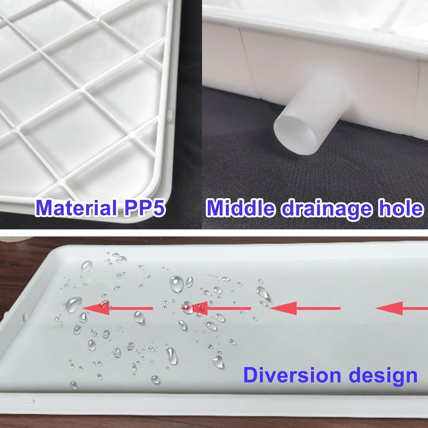 Plastic Water Tray, Portable Air Conditioner Condensate Drain Tray with Drain Hole and Hose f Split Air Conditioner Indoor Unit(91.5 * 45cm)