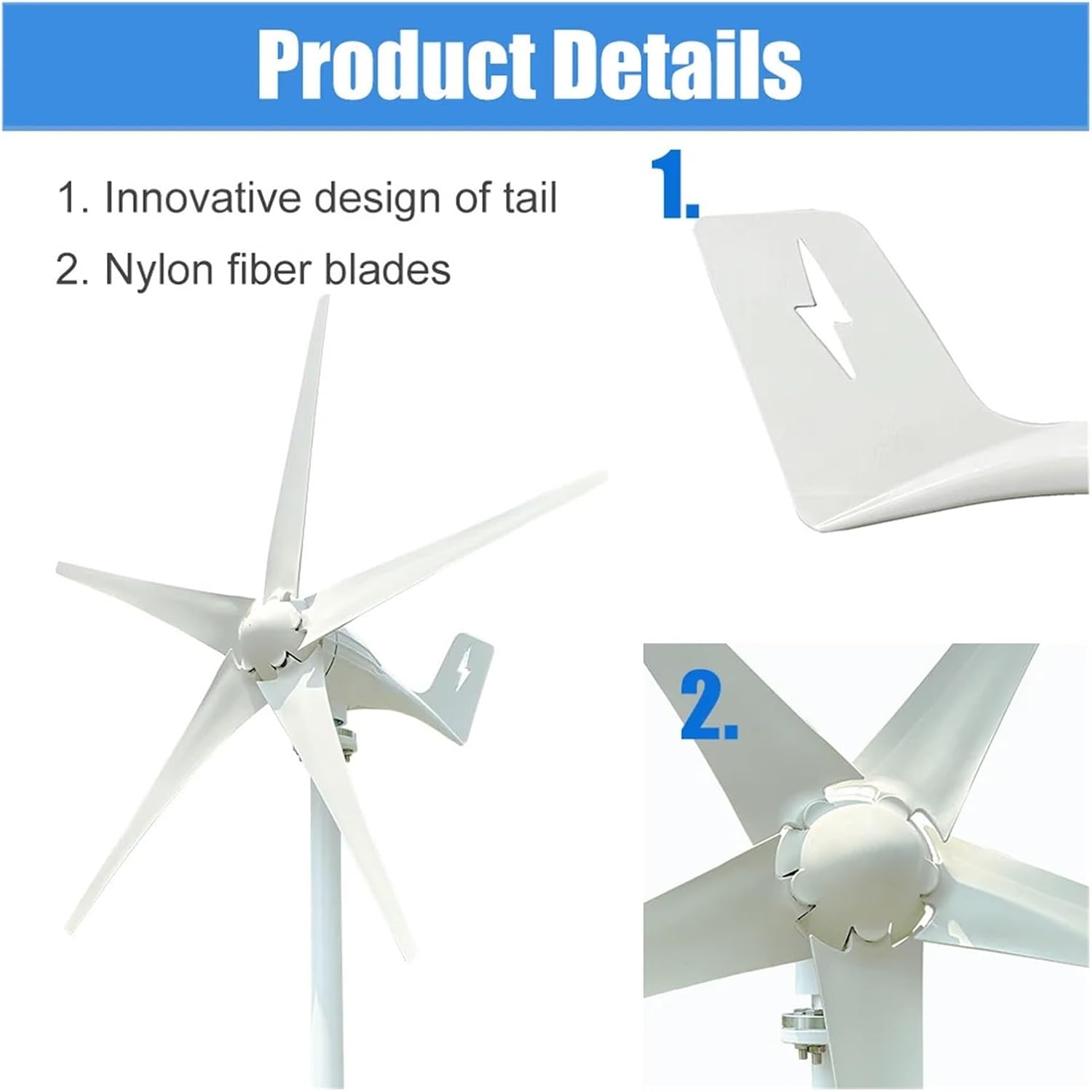 3000W Wind Turbine Generator Windmill Camping Home Appliance Electric Power Generator 24V 48V with MPPT Controller Industrial Energy(with Hybrid Charger,24V)