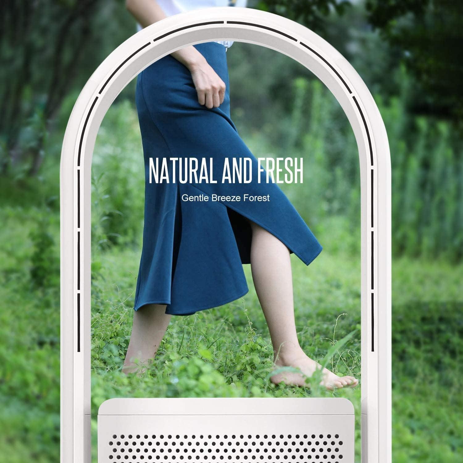 ULTTY Bladeless Tower Fan with Air Purifier, 90° Oscillating Bladeless Fan with Remote, Touch, 8H Timer, Floor Fans for Bedroom Whole Room Home Office R021, White