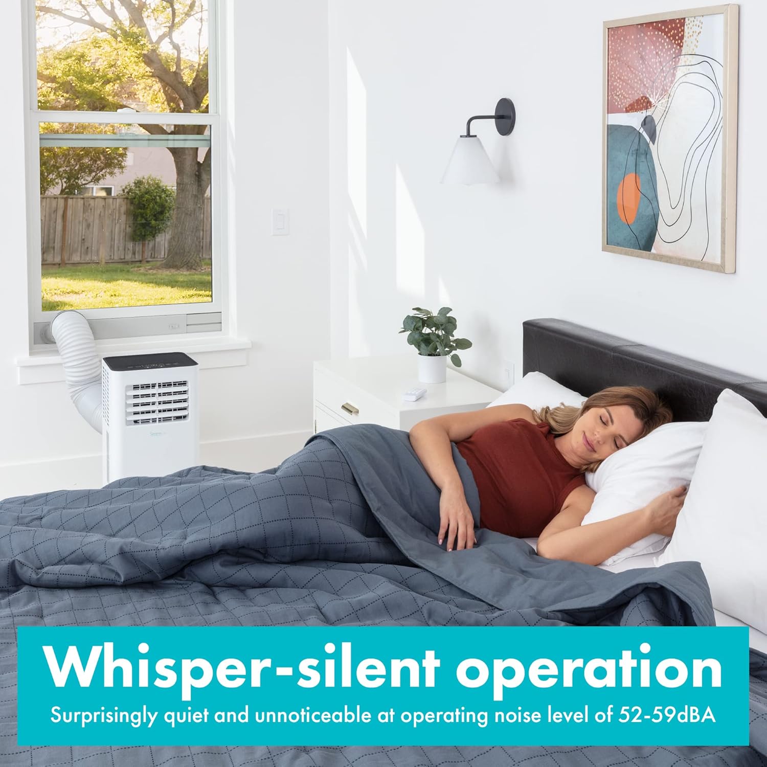 SereneLife Small Air Conditioner Portable 8,000 BTU with Built-in Dehumidifier - Portable AC unit for rooms up to 350 sq ft - WiFi app + Remote Control, Window Mount Exhaust Kit