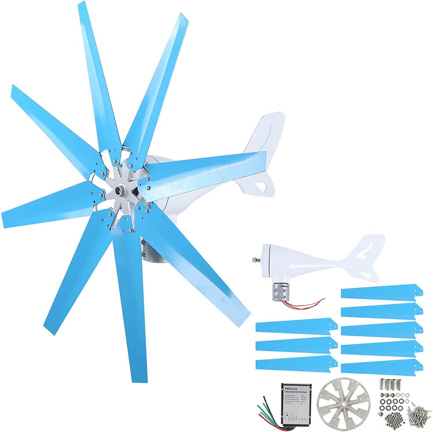 Hyuduo 100W Wind Generator, Horizontal Axis Permanent Magnet Alternator with Low Startup Speed, for Wind Power Generation DC12V/24V (DC24V)